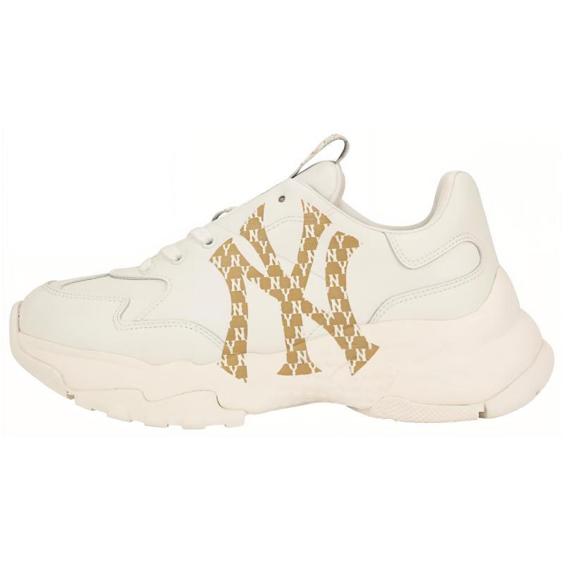 MLB Big Ball Chunky Monogram Lt Low Top Chunky Sneakers Unisex White Gold Sneakers 32SHCM011-50I