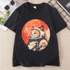Japanisches Weltraumkatzen-T-Shirt Retro Astronauten-Katzen-Tee Kawaii Kätzchen Grafik-T-Shirts Damen Freizeit Rundhals Bedruckte T-Shirts