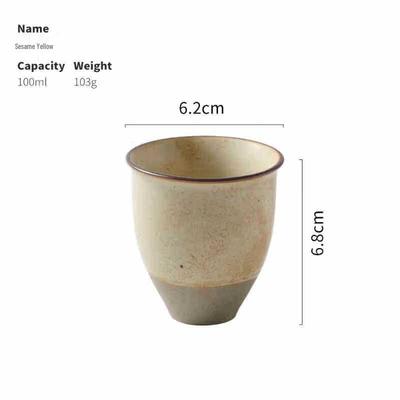 ZISIZ Retro Coarse Pottery Handleless Teacup 5-Pack