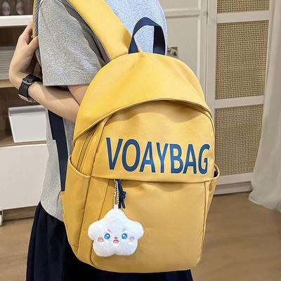 School Bag High Value Letter Style Junior High School Students Leisure Simple Large Capacity Travel Back