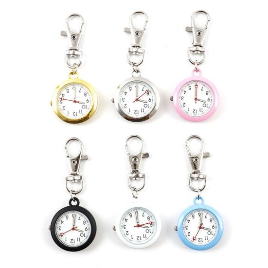Pocket Watch Waterproof Quartz Movement Ultra-quiet Large Screen with Lobster Clip Record Time Ultra-Light Battery-operated Unisex Keychain