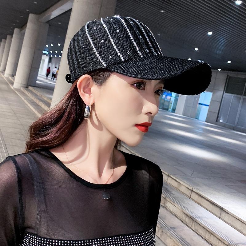 Hat Female summer tide versatile cap curved brim sequined mesh hat sunshade sun hat Internet celebrity baseball cap