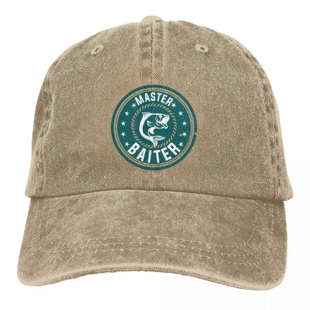 Master Baiter Fishing Lover Unisex Baseball Cap Washed Cotton Cap Vintage Casual Outdoor Sports Hat