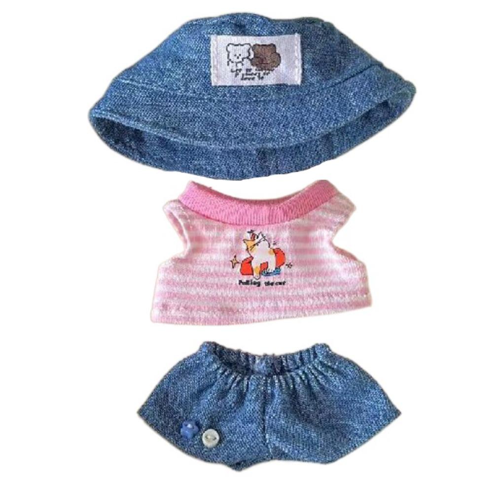 

1 комплект Ковбойская шляпа 10/20 см Одежда для хлопковой куклы Летний набор Одежда для куклы 10 см Детский подарок for 10cm doll розовый