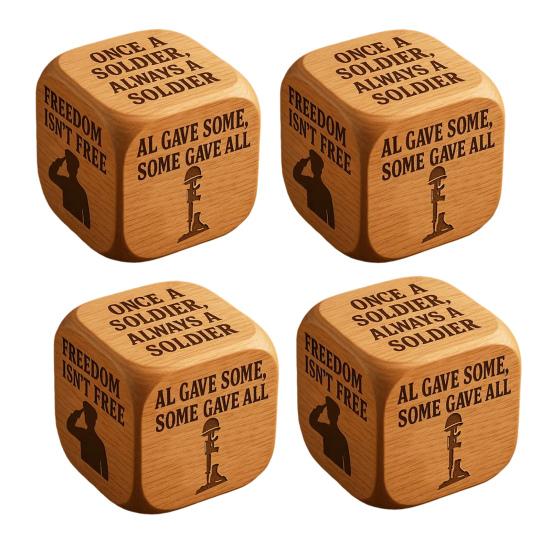 Veteran's Day Dice Handmade Wooden 6 Sides Decision Dice Veterans Souvenirs Appreciation Gifts for Patriotic Party Decoration