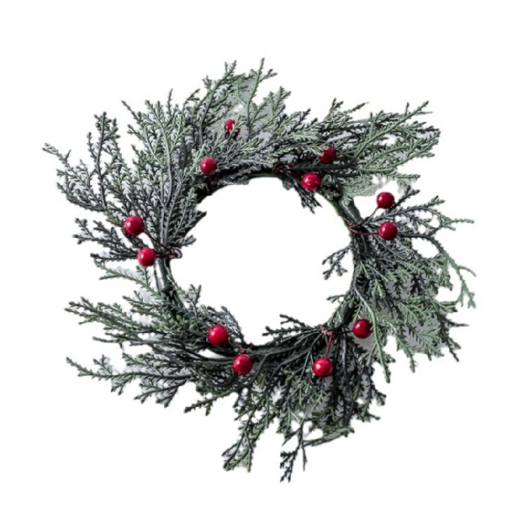 Festive Christmas Candlestick Ornament 20cm Artificial Green Wreath for Home 1