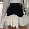 Chic Ruffles Women's Midi Skirt High Waisted Pleated Splice A Line Skirts Fashion Lady Street