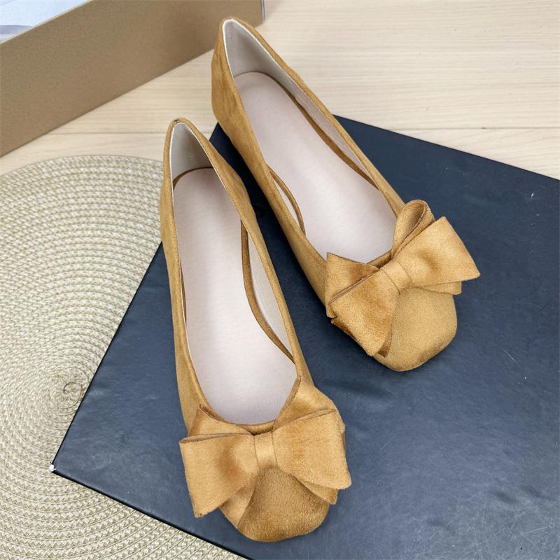 Fashion Flat Shoes for Women 2025 Spring and Autumn New Shallow Bow Square Toe Work Shoes Flat Large Size Women's Shoes Loafers