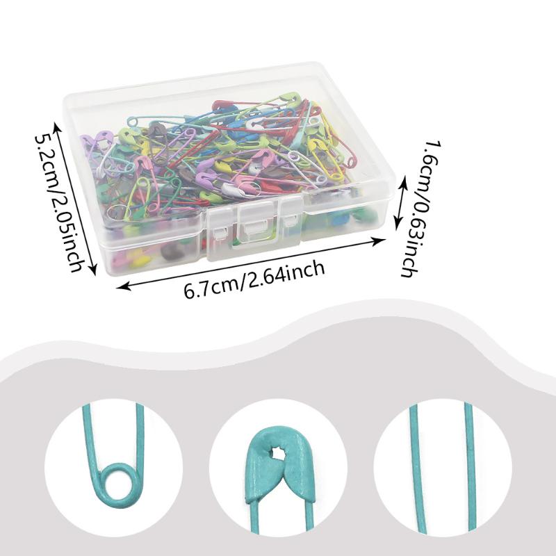 120PCS Mini Safety Pins with Storage Box 19mm Colored Safety Pins for Crafting Sewing Fastening Clip Button for Garment Hang Tag
