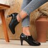 High Heels, Single Shoes, Deep Toe and Ankle Boots, Zippered Small Leather Shoes, Women's Slim Heels, Pointed Toes, Versatile Women's Shoes