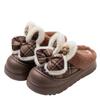 High-heeled Cotton Slippers Women's Winter 2025 New Thick-soled Heightened Warmth, Velvet Warmth, Bow Cotton Slippers Women