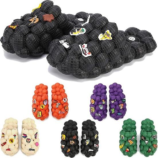 

Пузырьковые горки, забавные массажные шлепанцы с пузырьками для женщин, мужские сандалии на платформе унисекс для снятия стресса, домашние тапочки, черные, зеленые 36-37 бежевый