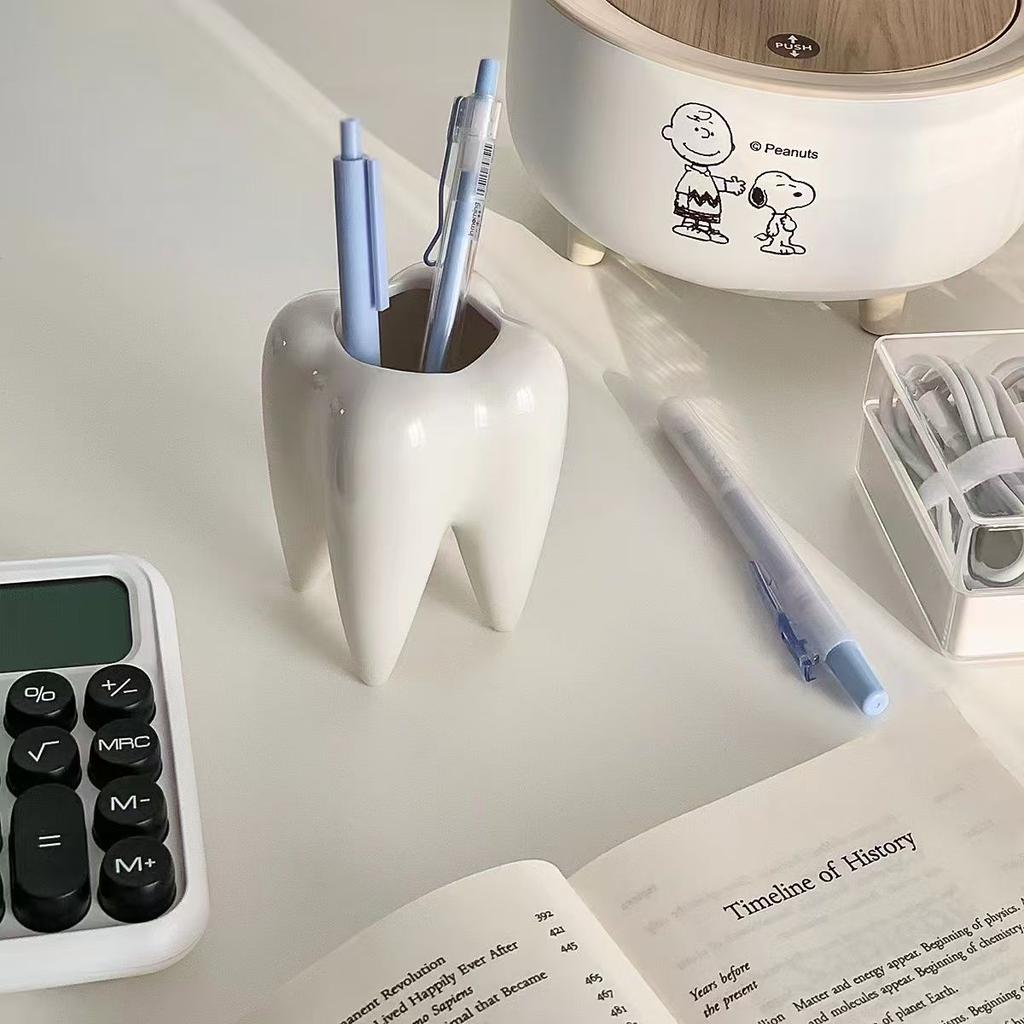 Funny Tooth Shape Ceramic Pen Holder Pencil Pot Storage Container Desk Pen Stand Succulent Pot Organizer Home Decoration Planter
