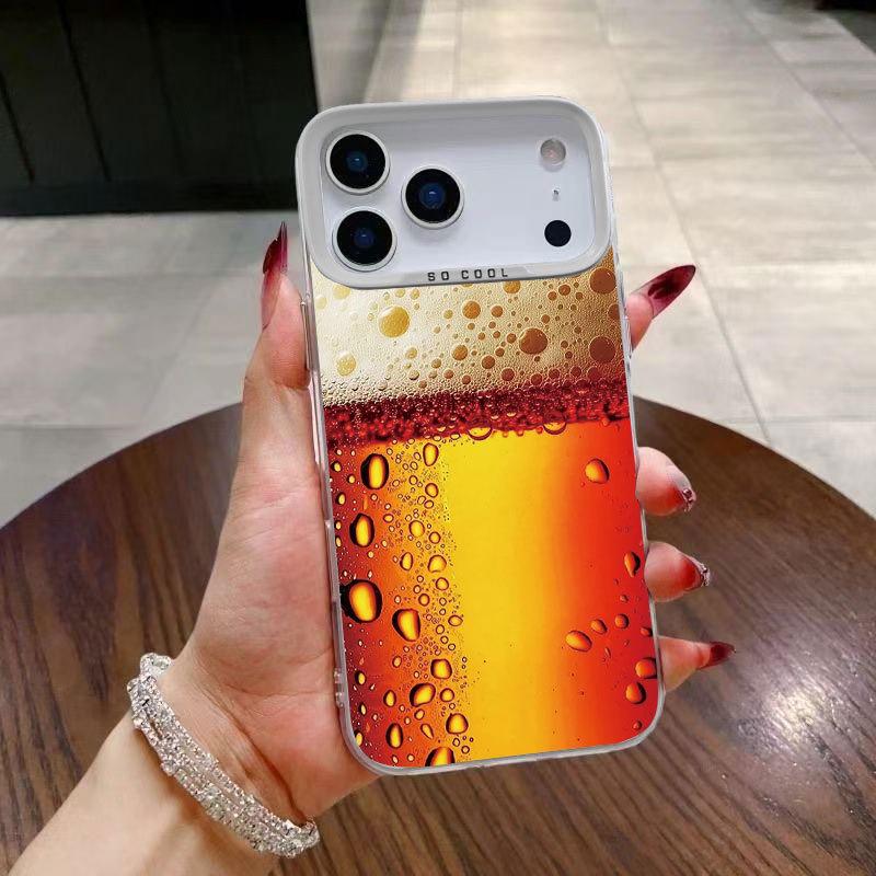 

Silver iPhone 17 Case - Beer Bubbles Design for Apple 13-16 Pro/Pro Max Models iPhone 16 Pro Max