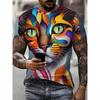 Summer Men's Casual Fashion Animal 3D Printed T-shirt Loose Breathable Plus-size Casual Sports Versatile Crew Neck Short-sleeve T-shirt