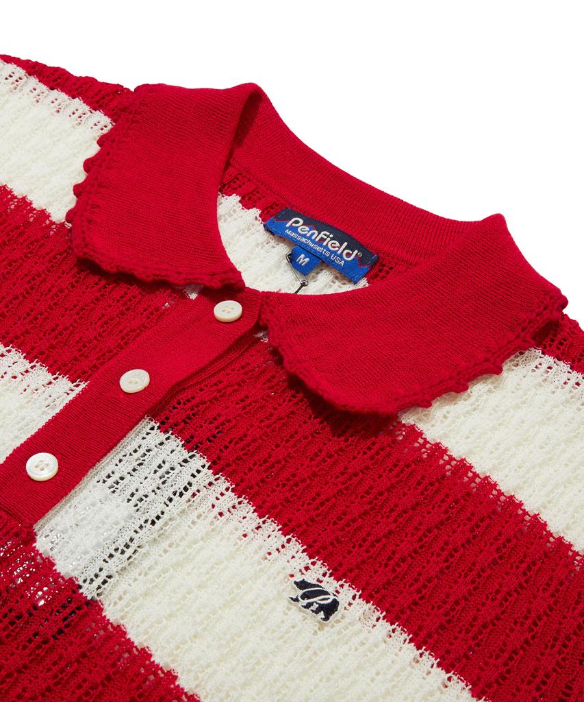 PENFIELD Striped Lace Collar Knit Red_Fs2Nt02F