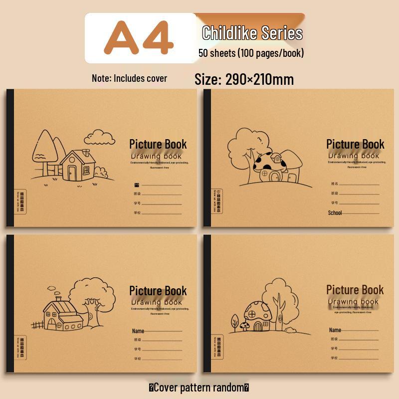 Mengjin Extra Thick A4 Sketchbook: Children's Blank Drawing & Doodle Book for Kindergarten & Primary Students