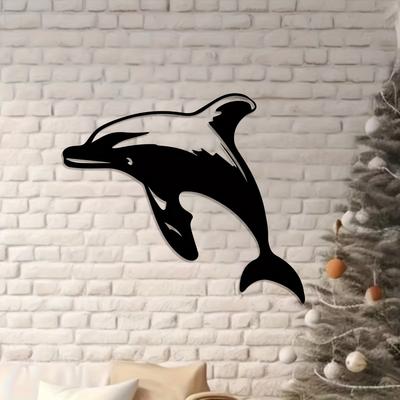 3D Metalldelfin Wandkunst Skulptur, Rostfreies Eisen Dekor, Einzigartiges Gartendekoration für Außenzaun, Geschenk für Meeresliebhaber für Neujahr Ostern