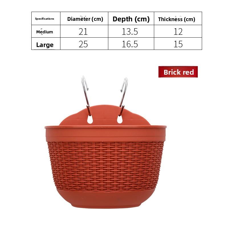 Semi-Circular Wall-Mounted Flower Pot Plastic Imitation Rattan Hanging Succulent Green Radish Special Balcony Decoration Contain
