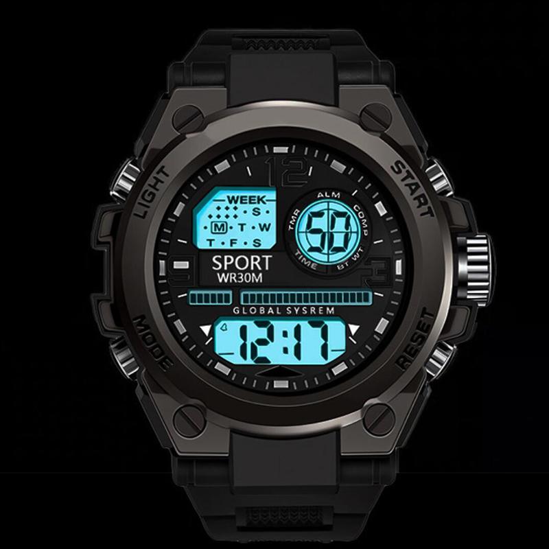 Multifunction Men's Sports Watch Waterproof Luminous Alarm Clock Men LED Digital Watch Large Dial Electronic Wristwatch for Man