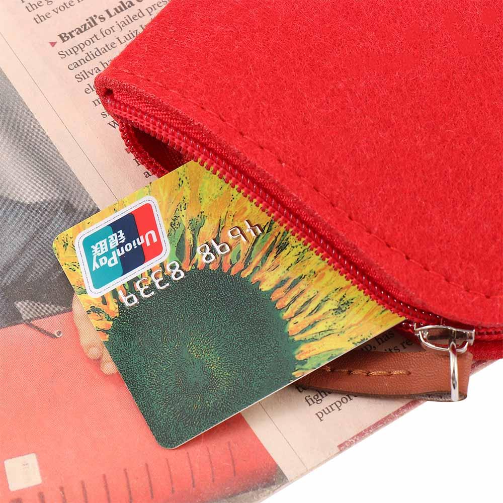 Qualitäts-Geldbörse Filz Kartenhalter Beutel Bargeldhalter Geldbörse Geldbeutel Kleingeldfach Schlüsseltasche Münzbörse
