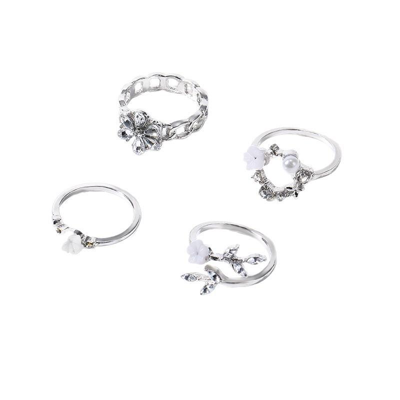 Diamond Flower Ring Jewelry Set Wind Fresh Alloy Celebrity Jewelry Women