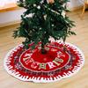 Festive Christmas Tree Skirt With Snow Edge Red English Letters For Holiday Decor