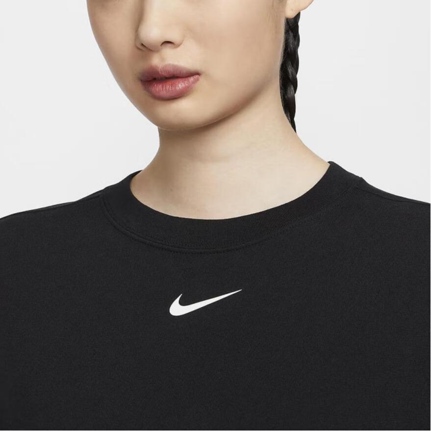 Nike Solid Color Logo Fashion Comfortable Casual Round Neck Sport T-Shirt With Drop Shoulder Sleeves Women Tops Black HJ3947-010