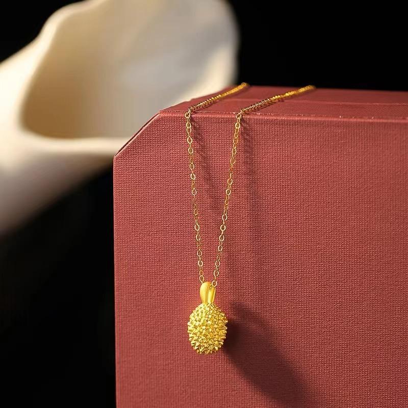 Durian Lifetime~ Advanced Sense Gold Durian Pendant New Necklace Female Personality Versatile Unique Design Sense
