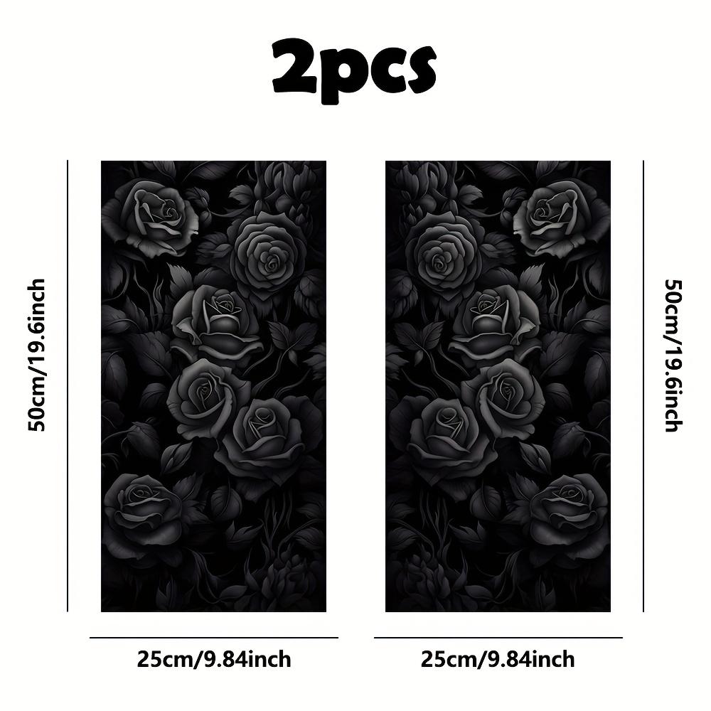 Two-piece black rose car B-pillar sticker, matte glossy, seamless, waterproof and scratch-resistant flower pattern, one-time use QD-127