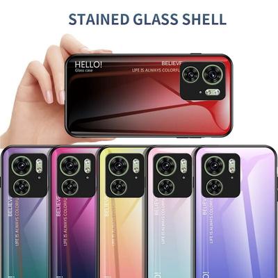 Gradient Painted Tempered Glass Case For MOTOROLA Moto Edge 40 Neo Edge 30 Ultra 20 Moto G7 Play G7 Power Camera Lens Protection Shockproof Back Cover