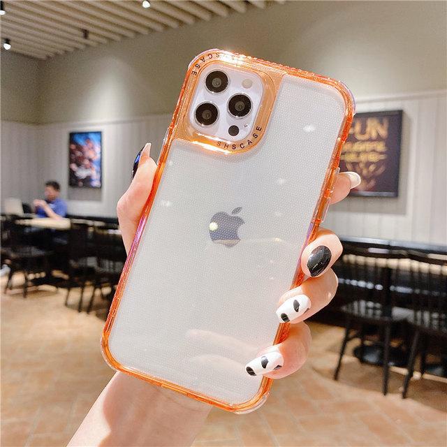 Shockproof Frame Transparent Phone Case For Iphone 14 13 11 12 Pro Max Xs X Xr Max 14plus Candy Color Clear Soft Tpu Back Cover
