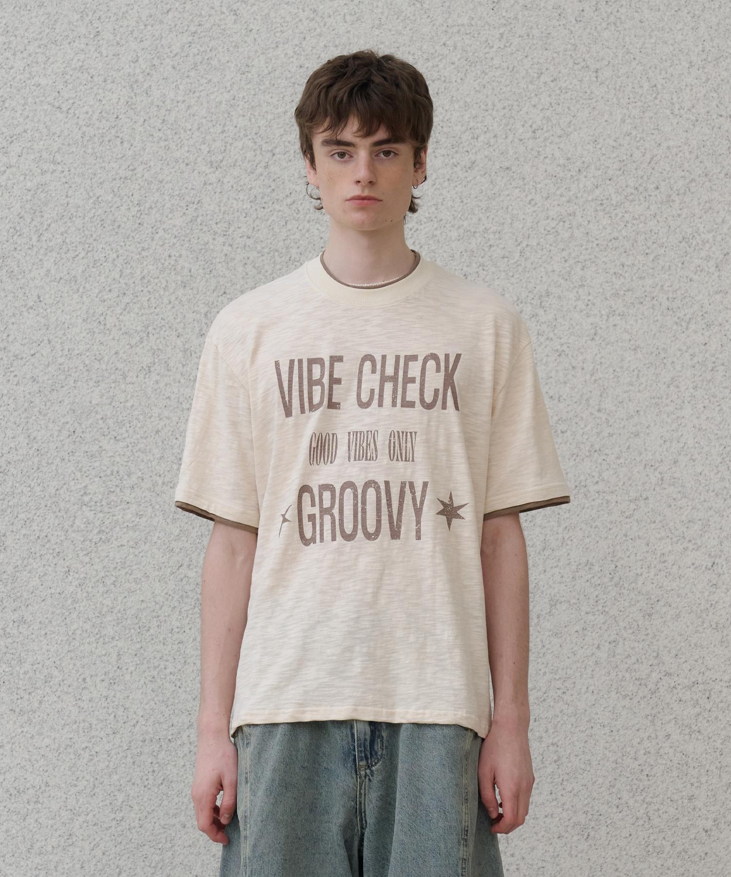 Known Layered T-Shirts (Cream) Charcoal/2