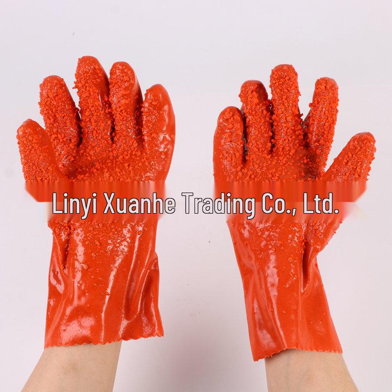 East Asia 807 Anti-Slip PVC Gel Cotton Lined Latex Dip Work Gloves