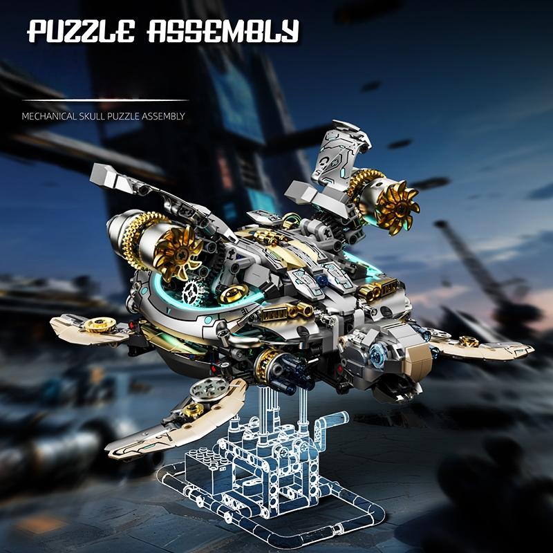 Non-Toxic New Moc Mechanical Sea Turtle Building Blocks Motor Power Ocean Creatures Diy Tabletop Decoration Birthday Christmas Gifts
