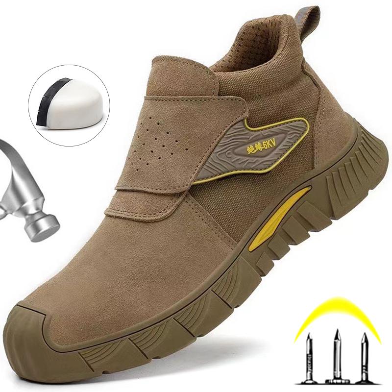 Cizme de siguranță pentru bărbați, care sudează pantofi de lucru industrial, cizme de lucru anti-alunecare, anti-punctură, cizme indestructibile, anti-zdrobire.