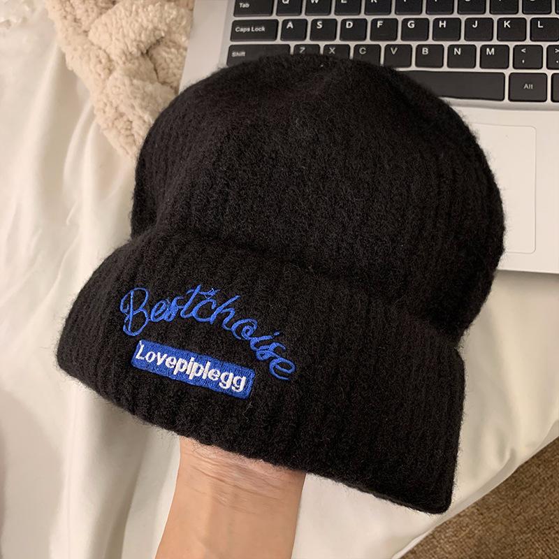 Hat Women's New Warm Woolen Hat Korean Version Versatile Autumn and Winter Ear Protection Knitted Baotou Hat Shows Small Face
