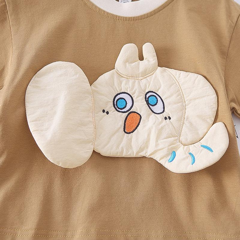 Summer Cartoon T-Shirt & Shorts Set for Infants and Toddlers - Boys' Cute Round Neck Outfit