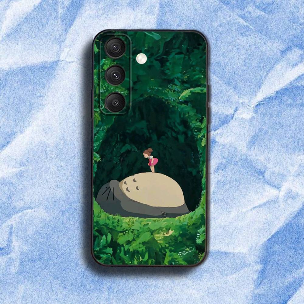T-Totoro C-Cute Anime Phone Case For Samsung S 25,24,23,22,30,21,10,9,Ultra,Plus,Lite,FE,4,5G Black Soft Case