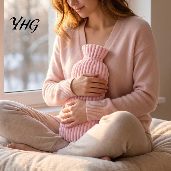 Explosion Proof Water Warmer 500/1000ML Long Hot Bottle with Plush Cover, Leak-Proof Bag, Menstrual Cramp Pain Relief Bag Cover