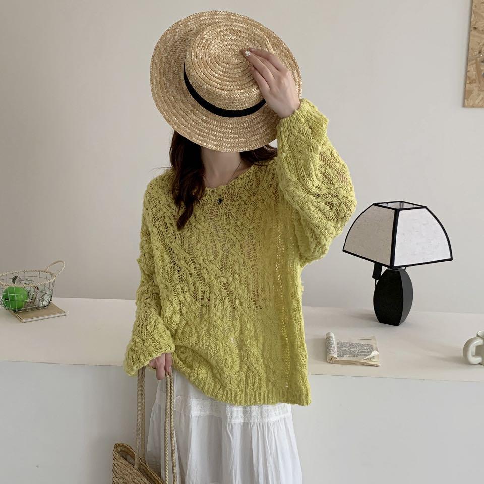 DIMANAF 2025 Sweaters Cardigan Autumn Wear Out Pullover Women Print O-Neck Sweaters Knitting Loose Pink Sweater