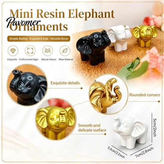 Cute Elephant Sculptures for Shelf Mini Resin Figurine, Good Luck Statue Tabletop Decor, Artistic Ornaments Small Ornament Home Office Shelf,