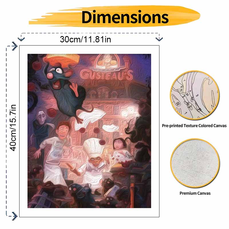 Disney digital oil painting Ratatouille chef diy coloring handpainted filling home decoration gift, canvas wall art for room decor.