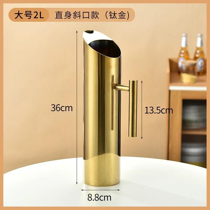 304 Stainless Steel Cold Water Boiled Cup Golden Ice Freeze Kettle Beer Jar for Bar Fruit Juice Red Wine with Divider