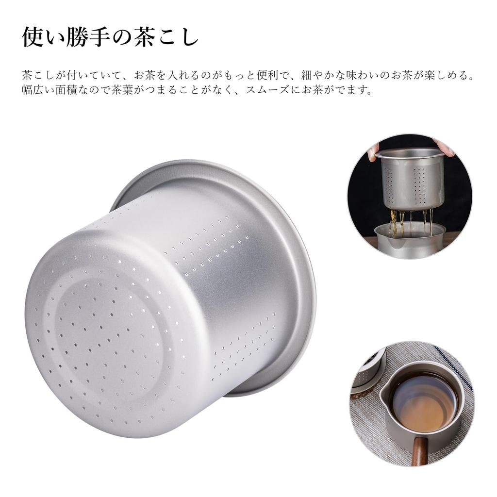 Boundless Voyage Titanium Kyusu Teapot, 380ml, Teapot with Strainer, Suitable for Open Fire, Ultra-Lightweight, Rust-Resistant, and Unbreakable,