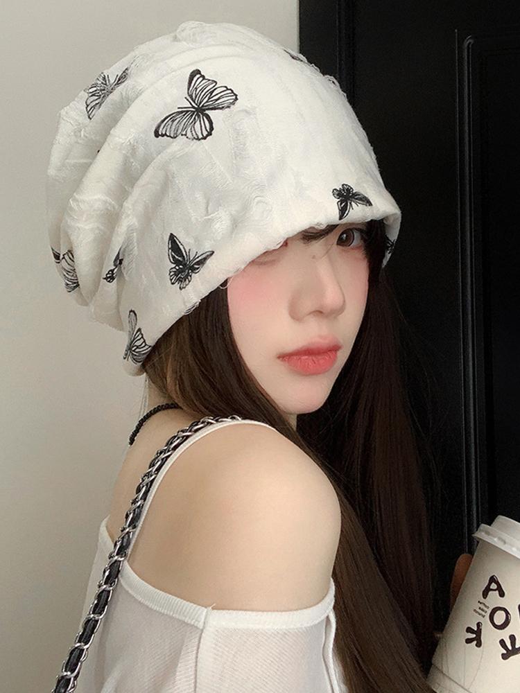 Spring Autumn Winter Women Sweet Print Hats Fashion Beanie Embroidery Hat Skullies Mujer Lady Adult Cover Head Caps Casual New