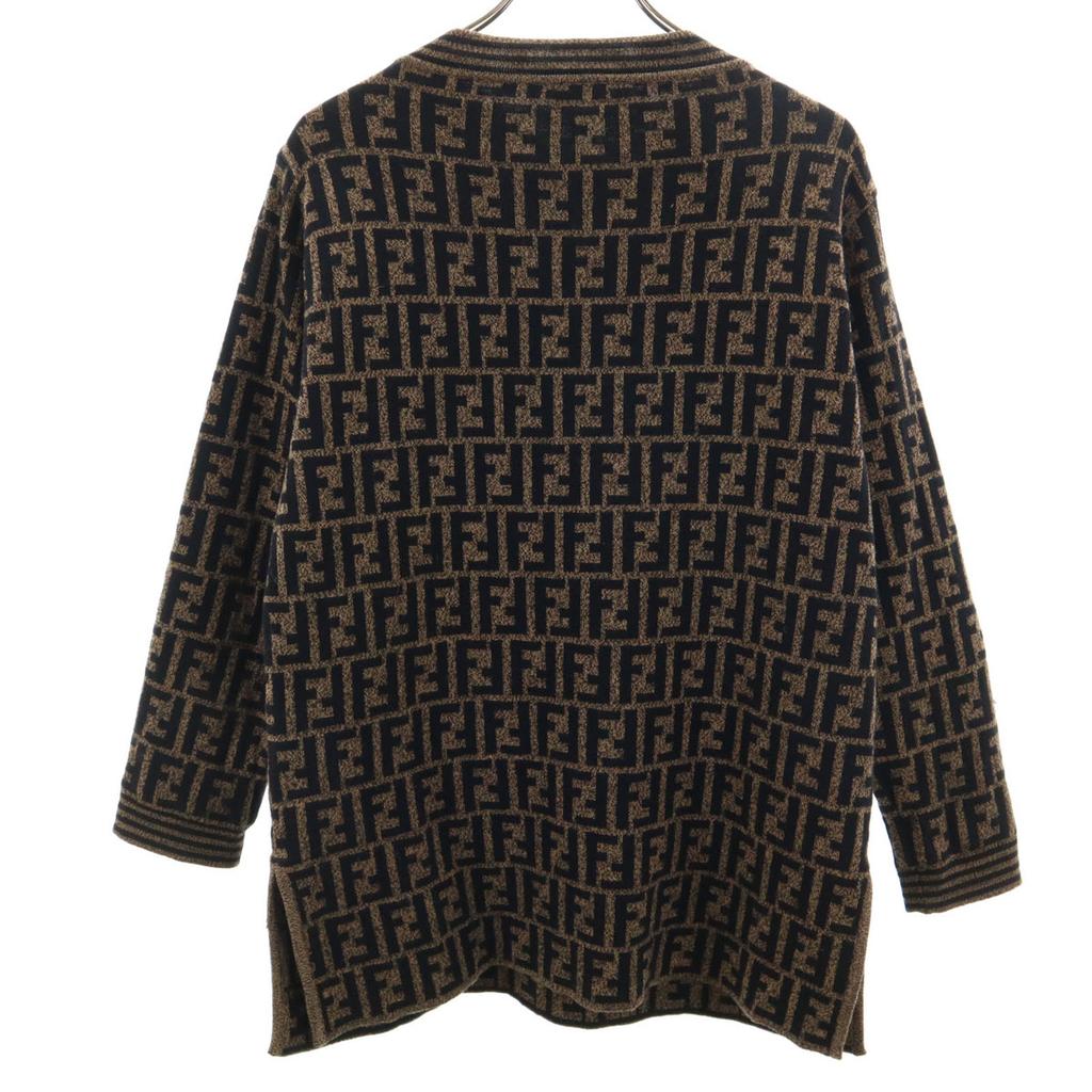 FENDI made in Italy Zucca Pattern Long sleeve sweater 40 Brown knit Women Used