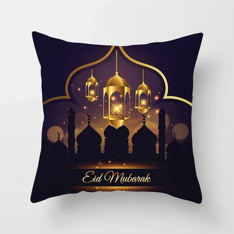 45cm*45cm Islamic Eid Mubarak Decoration Home Purple Pillowcase Ramadhan Decoration Sofa Muslim Mosque Decoration Cushion Cover