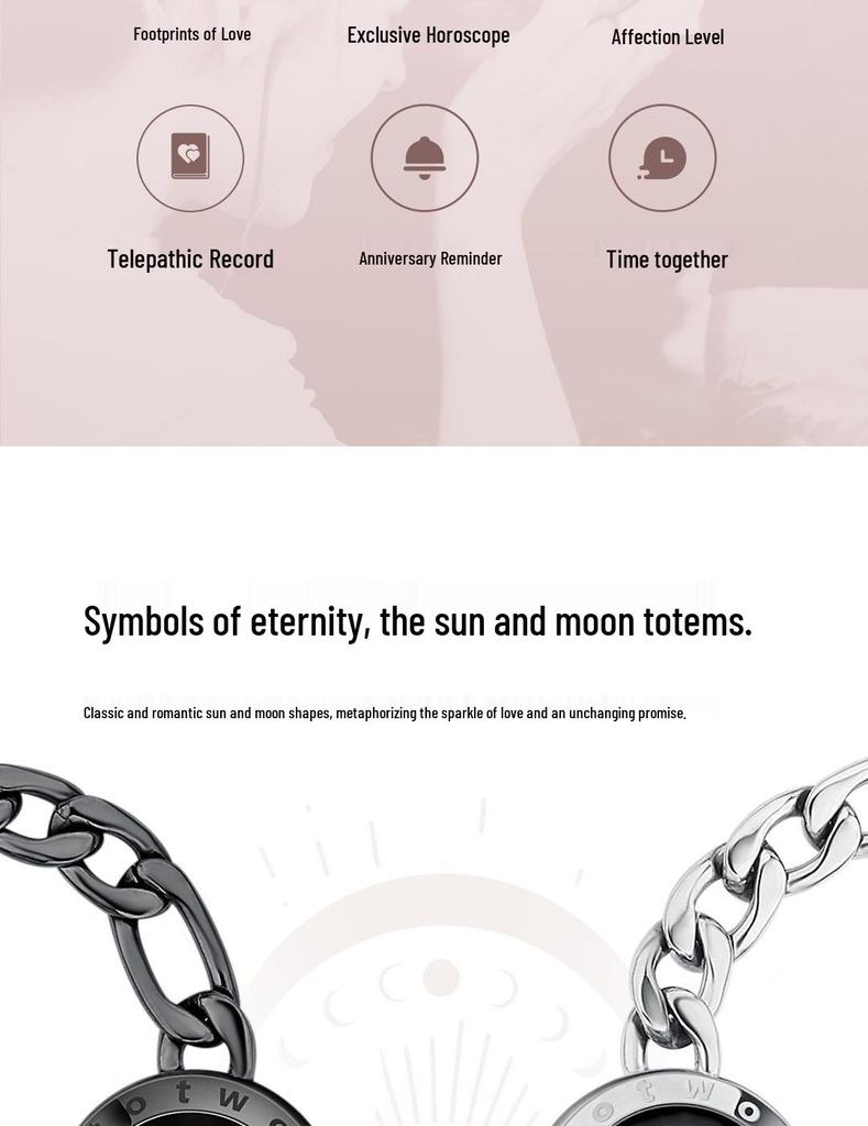 Totwoo Smart Couple Bracelets: Interactive Long-Distance Jewelry with Vibration and Light Sensors.