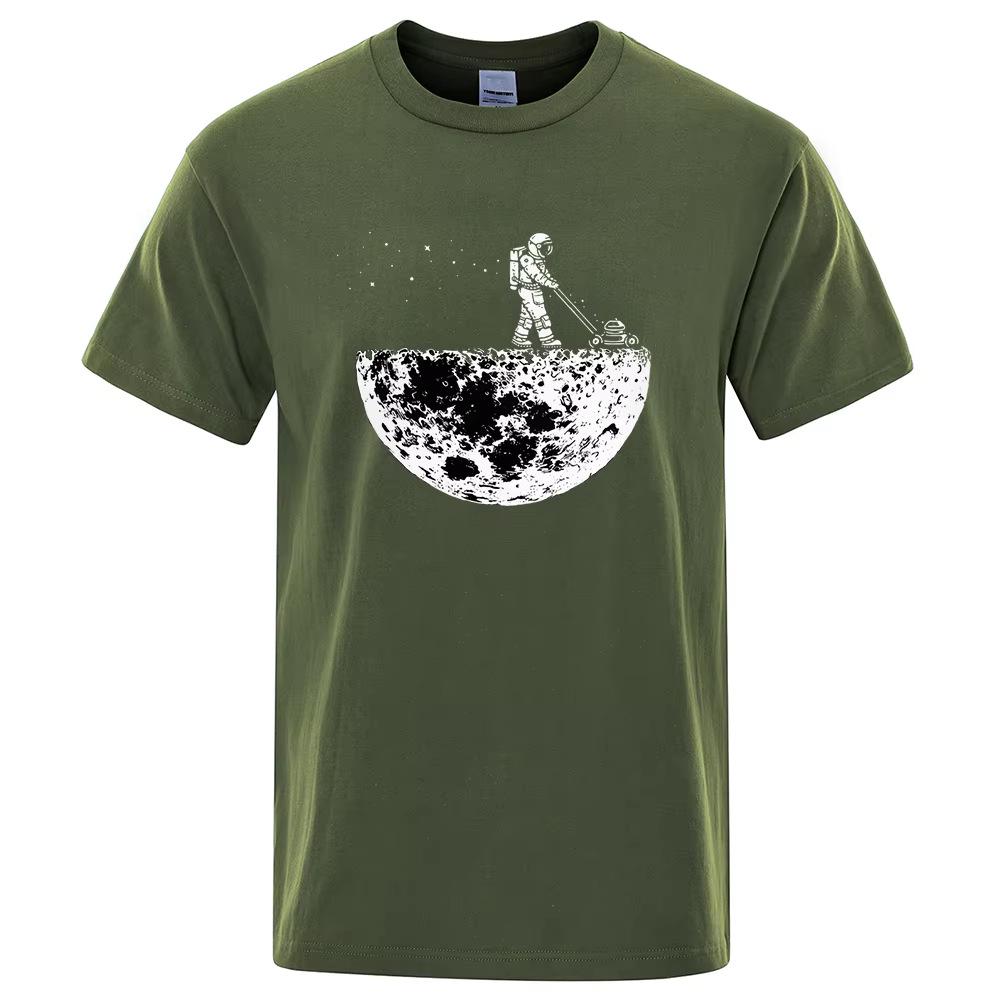 Astronauts Cherish Lunar Environment Men's Cotton T-Shirt - Soft, Trendy Short Sleeve Hip Hop Print
